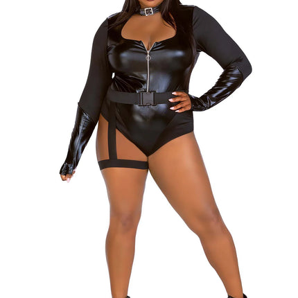 Kissanainen puku Musta Ladies Bodysuit Leg Avenue