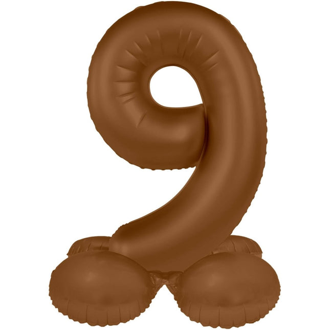 9 Jaar Cijfer Ballon Bruin Mat 72cm van Folat koop je bij Partywinkel