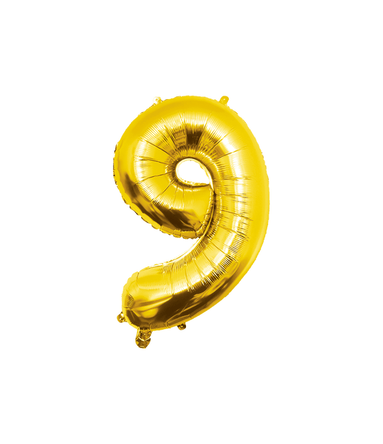9 Jaar Cijfer Ballon Goud Leeg 86cm van Paper Dreams koop je bij Partywinkel