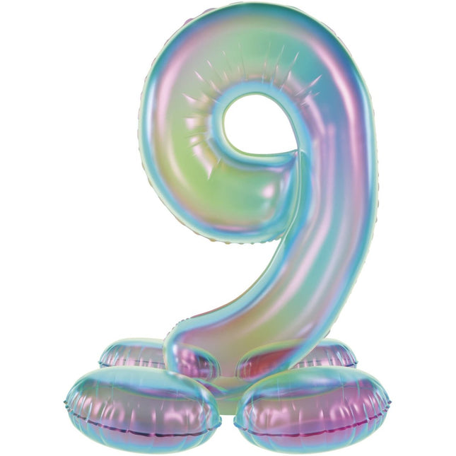 9 Jaar Cijfer Ballon Standaard Holografische Leeg 72cm van Folat koop je bij Partywinkel