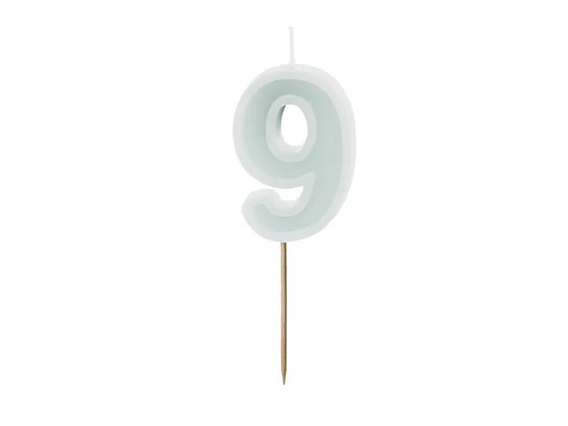 9 Jaar Kaars Lichtgroen 10cm van Partydeco koop je bij Partywinkel