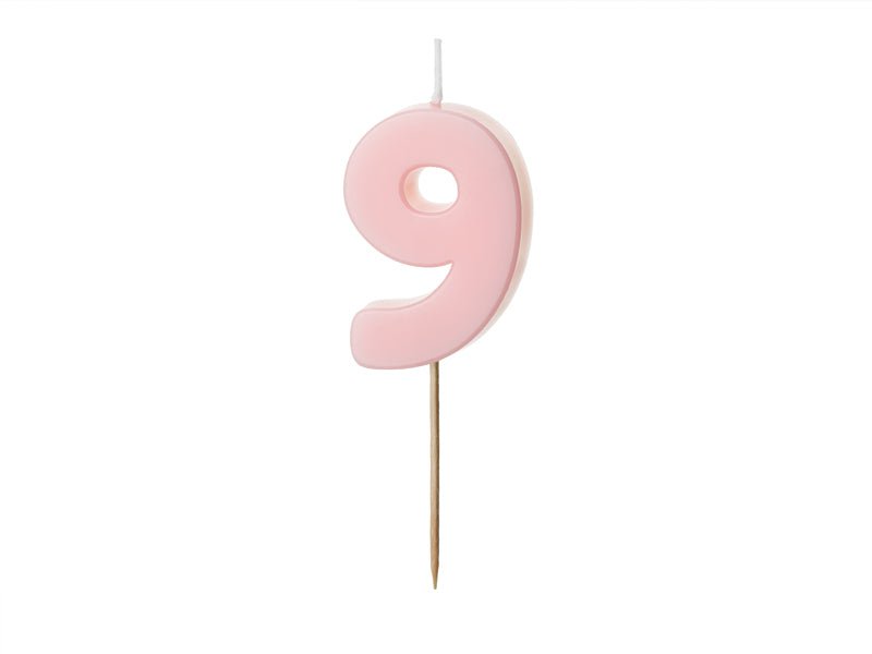 9 Jaar Kaars Lichtroze 5,5cm van Partydeco koop je bij Partywinkel
