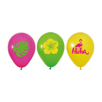 Havaiji-ilmapallot, värilliset, Aloha, 30 cm, 6 kpl