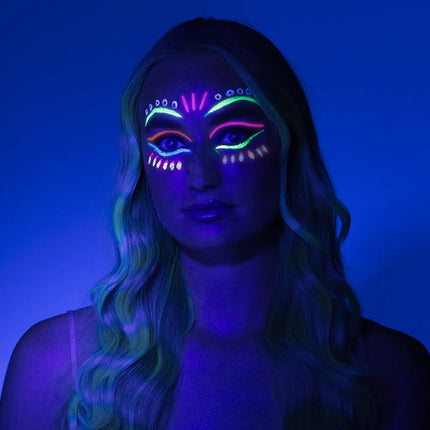 UV-neon-meikkisetti (vesipohjainen meikki, levityssivellin)
