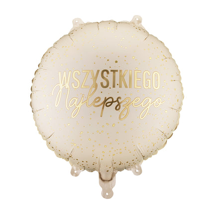 Pyöreä foliopallo ''Wszystkiego Najlepszego'', 35x35 cm, sekoitus