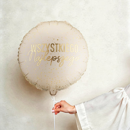 Pyöreä foliopallo ''Wszystkiego Najlepszego'', 35x35 cm, sekoitus