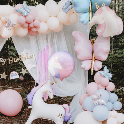 Folio ilmapallo pyöreä Hyvää syntymäpäivää yksisarvinen, 35x35 cm, mix