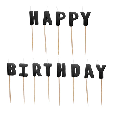 Hyvää syntymäpäivää syntymäpäiväkynttilät, 2,5 cm, musta