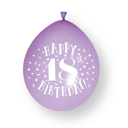 10 kpl ”Happy 18th Birthday” -lateksipalloja, 23 cm