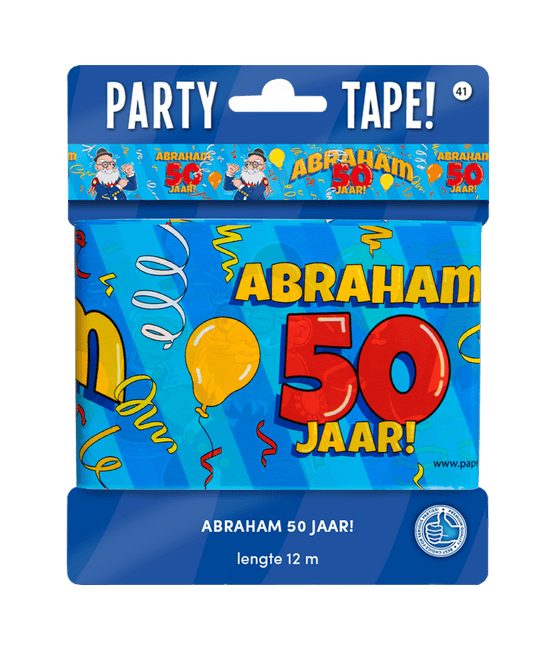 Abraham Afzetlint 50 Jaar Cartoon 12m van Paper Dreams koop je bij Partywinkel
