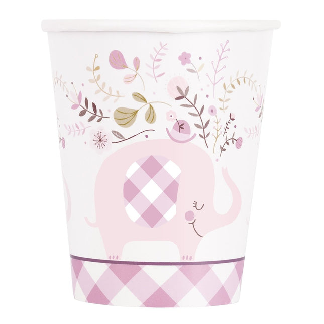Baby Olifant Bekers Roze 266ml 8st van Unique koop je bij Partywinkel