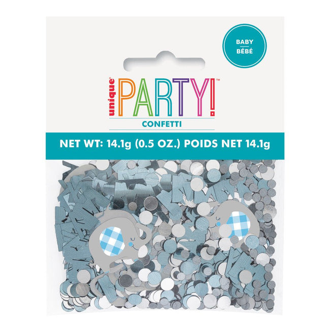 Baby Olifant Confetti Blauw 14gr van Unique koop je bij Partywinkel