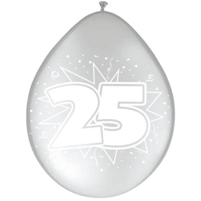 Ballonnen 25 Zilver Metallic 30cm 8st van Folat koop je bij Partywinkel