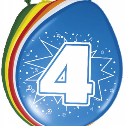 Ballonnen 4 Jaar 30cm 8st van Folat koop je bij Partywinkel