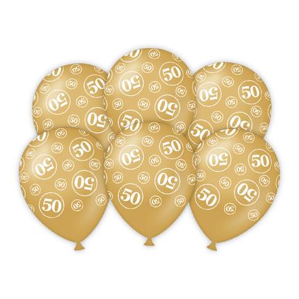 Ballonnen 50 Jaar 30cm 6st van Paper Dreams koop je bij Partywinkel