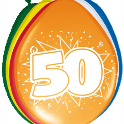 Ballonnen 50 Jaar 30cm 8st van Folat koop je bij Partywinkel