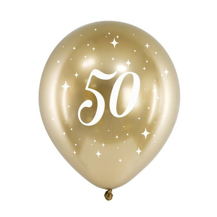 Ballonnen 50 Jaar Goud 30cm 6st van Partydeco koop je bij Partywinkel