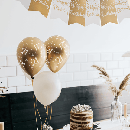 Ballonnen 50 Jaar Goud Wit 30cm 8st van Paper Dreams koop je bij Partywinkel