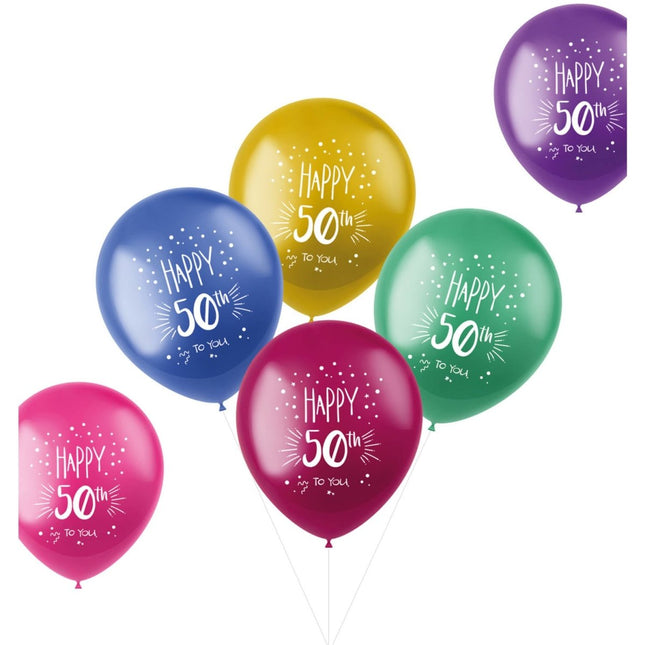 Ballonnen 50 jaar Happy 50th 33cm 6st van Folat koop je bij Partywinkel