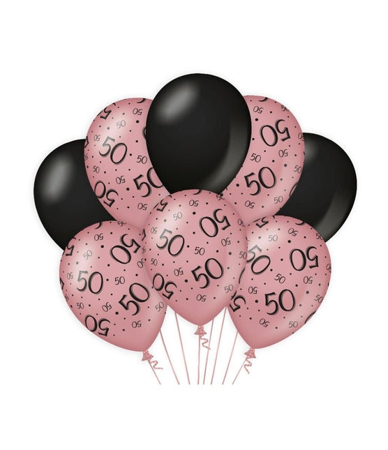 Ballonnen 50 Jaar Rose Zwart 30cm 8st van Paper Dreams koop je bij Partywinkel