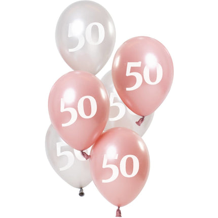 Ballonnen 50 Jaar Roze 23cm 6st van Folat koop je bij Partywinkel