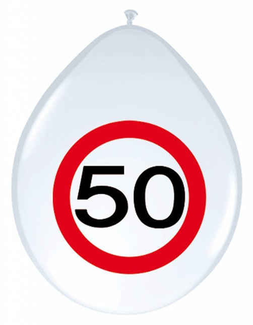 Ballonnen 50 Jaar Verkeersbord 30cm 8st van Folat koop je bij Partywinkel
