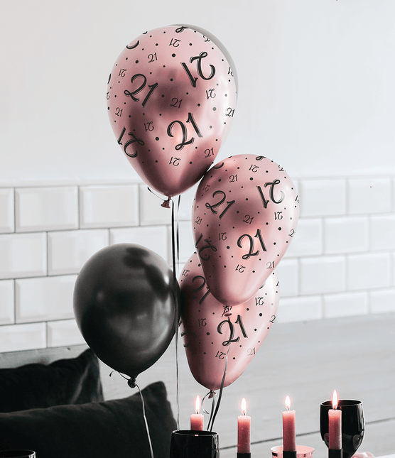 Ballonnen 60 Jaar Rose Zwart 30cm 8st van Paper Dreams koop je bij Partywinkel