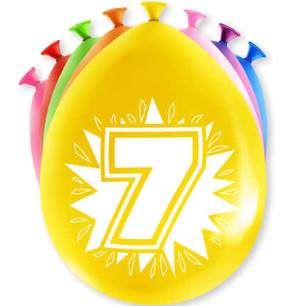 Ballonnen 7 Jaar Hoera 30cm 8st van Paper Dreams koop je bij Partywinkel