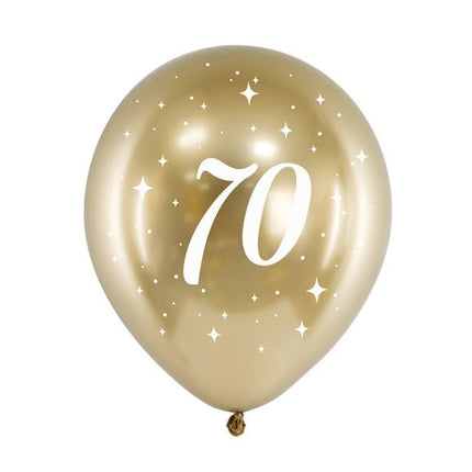 Ballonnen 70 Jaar Goud 30cm 6st van Partydeco koop je bij Partywinkel