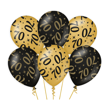 Ballonnen 70 Jaar Goud Zwart 30cm 6st van Paper Dreams koop je bij Partywinkel