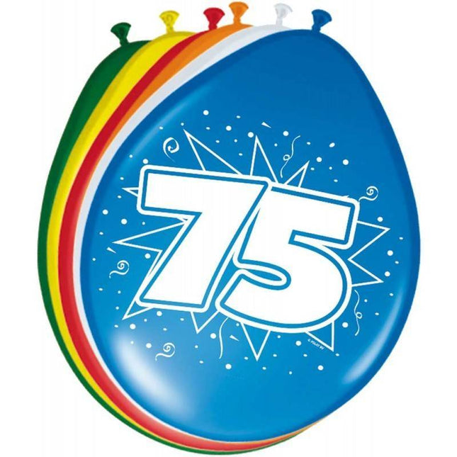 Ballonnen 75 Jaar 30cm 8st van Folat koop je bij Partywinkel