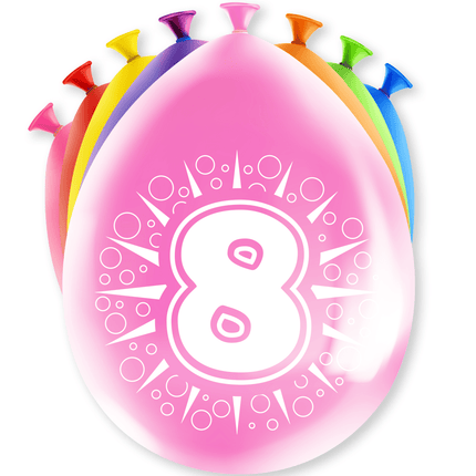 Ballonnen 8 Jaar Hoera 30cm 8st van Paper Dreams koop je bij Partywinkel