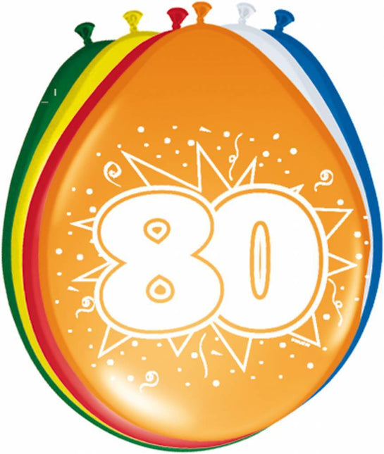 Ballonnen 80 Jaar 30cm 8st van Folat koop je bij Partywinkel