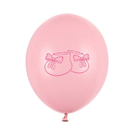 Ballonnen Babyschoentjes Roze 30cm 6st van Partydeco koop je bij Partywinkel