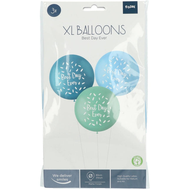 Ballonnen Best Day Ever 80cm 3st van Folat koop je bij Partywinkel