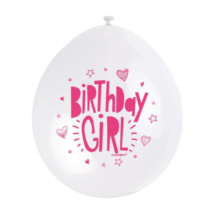 Ballonnen Birthday Girl 28cm 10st van Unique koop je bij Partywinkel