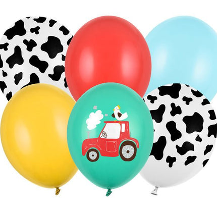Ballonnen Boerderij Mix 30cm 6st van Partydeco koop je bij Partywinkel