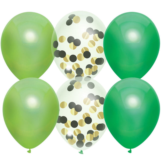 Ballonnen Confetti Groen 30cm 6st van Haza Witbaard koop je bij Partywinkel