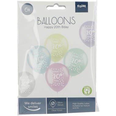 Ballonnen Happy 20Th Bday 33cm 6st van Folat koop je bij Partywinkel