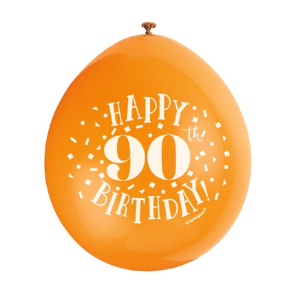 Ballonnen Happy Birthday 90 Jaar 28cm 10st van Unique koop je bij Partywinkel
