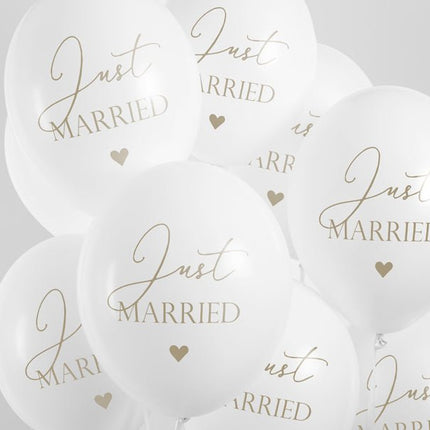 Ballonnen Just Married 30cm 6st van Partydeco koop je bij Partywinkel
