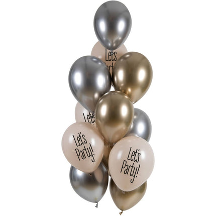 Ballonnen Let's Party White Tie 33cm - 12 stuks van Folat koop je bij Partywinkel