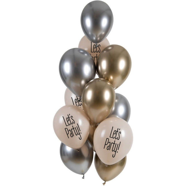 Ballonnen Let's Party White Tie 33cm - 12 stuks van Folat koop je bij Partywinkel