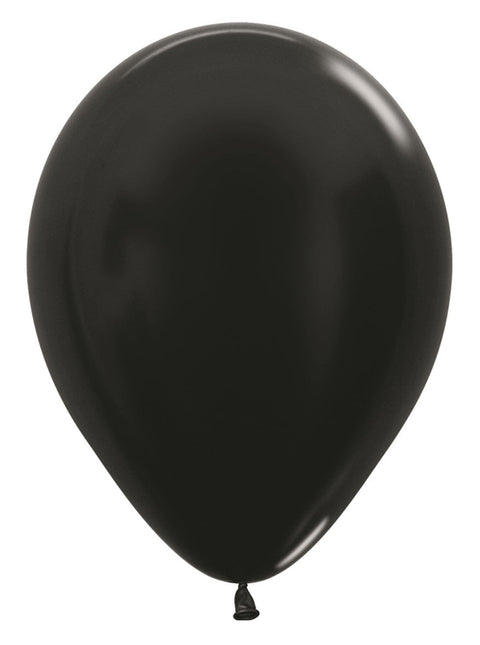 Ballonnen Metallic Black 30cm 12st van Sempertex koop je bij Partywinkel