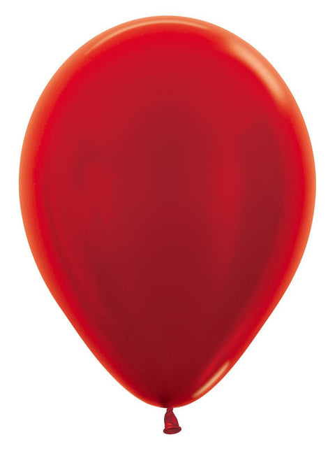 Ballonnen Metallic Red 30cm 50st van Sempertex koop je bij Partywinkel