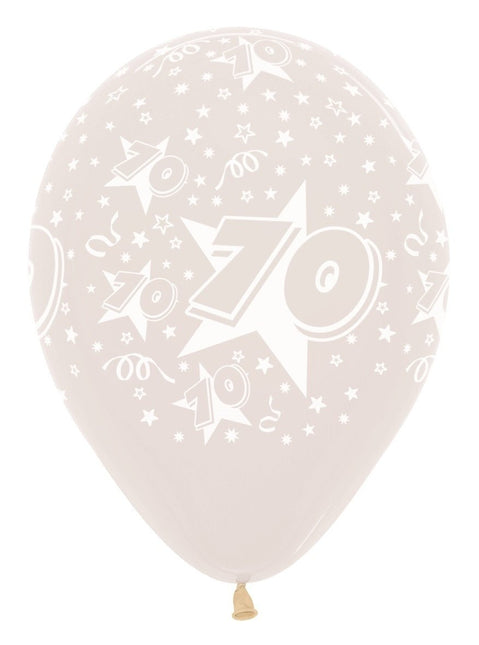 Ballonnen Number 70 Stars Crystal Clear 30cm 25st van Sempertex koop je bij Partywinkel