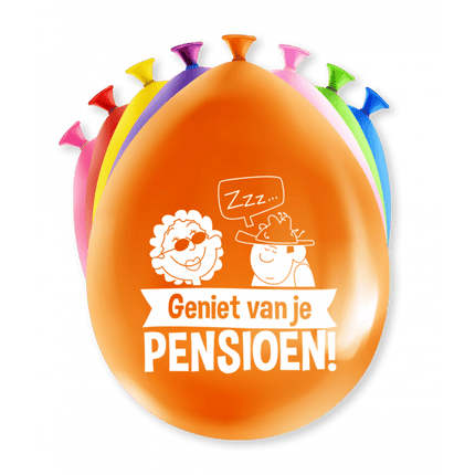 Ballonnen Pensioen Gekleurd 30cm 8st van Paper Dreams koop je bij Partywinkel
