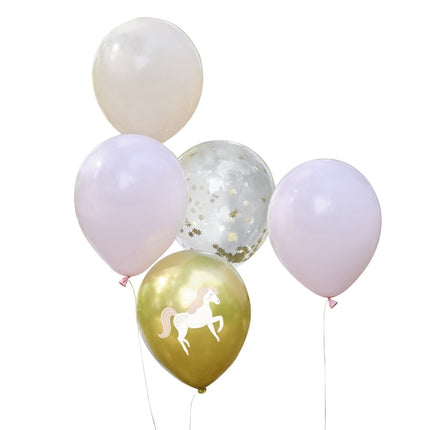 Ballonnen Prinsessen Unicorn 30cm 5st van Ginger Ray koop je bij Partywinkel