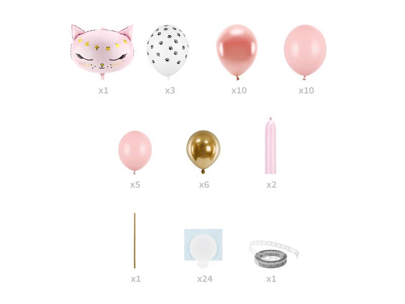 Ballonnenpilaar Kat Roze 1,4m van Partydeco koop je bij Partywinkel