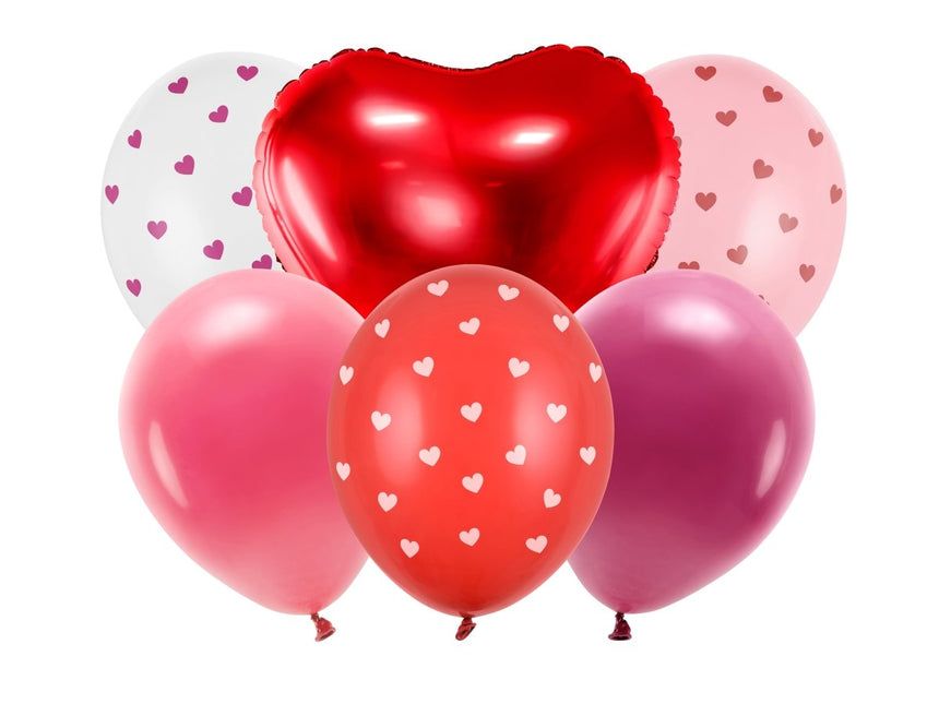 Hartjes Helium Ballonnen Set 50cm 6st van Partydeco koop je bij Partywinkel